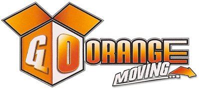 A logo of go orange moving with transparent background